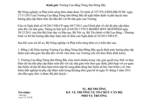 Công văn 579/BNN-TCCB năm 2014 phụ cấp thâm niên nhà giáo