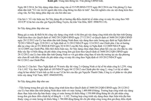 Công văn 230/SXD-KTXD năm 2014 trả lời người dân trên cổng thông tin điện tử tỉnh Quảng Ninh