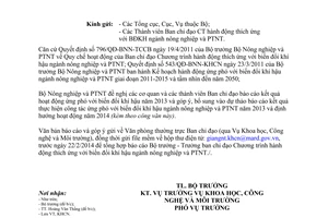 Công văn 676/BNN-KHCN năm 2014 báo cáo góp ý ứng phó biến đổi khí hậu 2013 kế hoạch 2014
