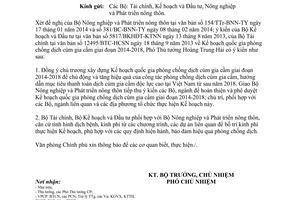 Công văn 975/VPCP-KTN năm 2014 Kế hoạch quốc gia phòng chống dịch cúm gia cầm 2014 2018