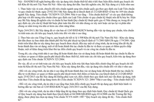 Công văn 241/BXD-QLN năm 2014 áp dụng tiêu chuẩn thiết kế nhà ở Khu đô thị Tây Nam Hà Nội