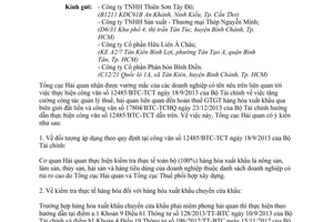 Công văn 1529/TCHQ-GSQL năm 2014 vướng mắc công văn 12485/BTC-TCT 17804/BTC-TCHQ