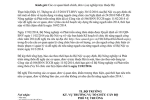 Công văn 745/BNN-TCCB năm 2014 nhu cầu thi nâng ngạch công chức 2014 Bộ NN và PTNT