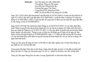 Công văn 1552/TCHQ-TVQT năm 2014 thông báo thực hiện văn bản mới đầu tư xây dựng cơ bản