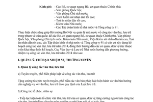 Công văn 103/VTLTNN-NVTW công tác văn thư lưu trữ  năm 2014 Cục Văn thư Lưu trữ Nhà nước