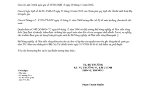 Công văn 806/BNN-TC năm 2014 gửi báo cáo quyết toán vốn phí hàng dự trữ quốc gia năm 2013