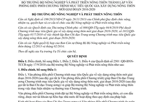 Quyết định 309/QĐ-BNN-TCCB 2014 điều chỉnh 2501/QĐ-BNN-TCCB thành lập văn phòng điều phối xây dựng nông thôn mới