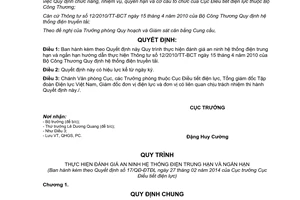 Quyết định 17/QĐ-ĐTĐL năm 2014 đánh giá an ninh hệ thống điện trung hạn ngắn hạn