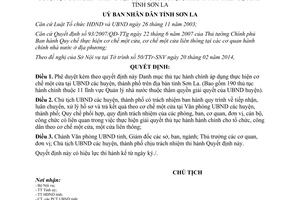 Quyết định 361/QĐ-UBND năm 2014 thủ tục hành chính áp dụng cơ chế một cửa liên thông Sơn La