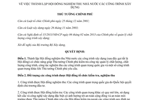 Quyết định 310/QĐ-TTg năm 2014 thành lập Hội đồng nghiệm thu Nhà nước các công trình xây dựng