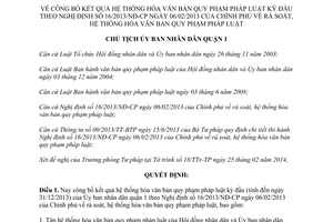 Quyết định 155/QĐ-UBND 2014 kết quả hệ thống hóa văn bản quy phạm pháp luật quận 1 HCM