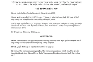 Quyết định 312/QĐ-TTg năm 2014 biện pháp đấu tranh phòng chống tội phạm