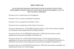 Joint-Circular No. 09/2014/TTLT-BTP-TANDTC-VKSNDTC-BTC guidelines Resolution No. 36/2012/QH13