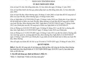 Quyết định 03/2014/QĐ-UBND sửa đổi quy chế thi đua khen thưởng 31/2013/QĐ-UB Bình Định
