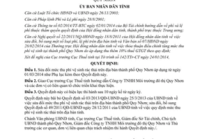 Quyết định 02/2014/QĐ-UBND phí vệ sinh rác thải Bình Định 2014