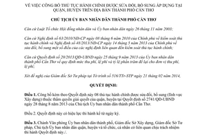 Quyết định 547/QĐ-UBND 2014 thủ tục hành chính sửa đổi bổ sung quận huyện Cần Thơ