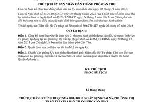 Quyết định 570/QĐ-UBND 2014 thủ tục hành chính sửa đổi áp dụng xã phường thị trấn Cần Thơ