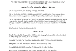 Quyết định 208/QĐ-BHXH Hội đồng phối hợp phổ biến giáo dục pháp luật ngành Bảo hiểm xã hội