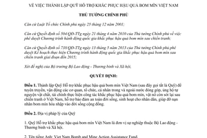 Quyết định 356/QĐ-TTg năm 2014 thành lập Quỹ hỗ trợ khắc phục hậu quả bom mìn