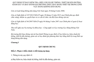 Thông tư 03/2014/TT-BGTVT bay kiểm tra hiệu chuẩn hệ thống bay đánh giá hàng không