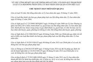 Quyết định 705/QĐ-UBND 2014 công bố kết quả hệ thống hóa kỳ đầu VBPL quận 6 Hồ Chí Minh