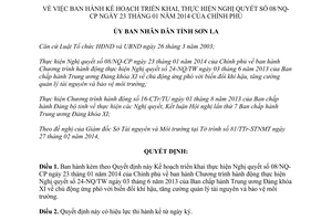 Quyết định 446/QĐ-UBND năm 2014 Kế hoạch thực hiện Nghị quyết 08/NQ-CP Sơn La