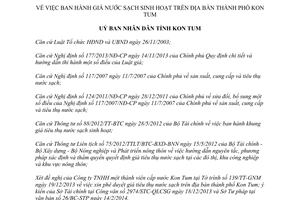 Quyết định 18/2014/QĐ-UBND giá nước sạch sinh hoạt thành phố Kon Tum