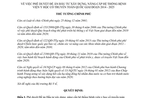 Quyết định 362/QĐ-TTg năm 2014 Đầu tư xây dựng nâng cấp hệ thống bệnh viện y học cổ truyền