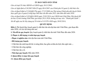 Quyết định 673/QĐ-UBND năm 2014 phê duyệt Quy hoạch quản lý chất thải rắn Vĩnh Phúc đến 2020