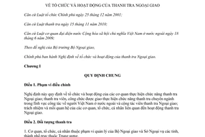Nghị định 17/2014/NĐ-CP tổ chức hoạt động thanh tra Ngoại giao