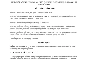 Quyết định 366/QĐ-TTg năm 2014 xây dựng phát triển thị trường chứng khóa phái sinh