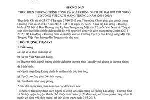 Hướng dẫn 684/HD-BLĐTBXH-MTTW rà soát chính sách ưu đãi người có công với cách mạng 2014-2015