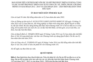 Quyết định 04/2014/QĐ-UBND phân bổ vốn hỗ trợ phát triển cơ sở hạ tầng sản xuất Chương trình 135 Bắc Kạn