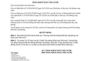 Quyết định 394/QĐ-KTNN năm 2014 Chương trình bồi dưỡng lãnh đạo cấp phòng Kiểm toán Nhà nước