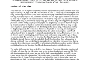 Nghị quyết số 30-NQ/TW sắp xếp đổi mới phát triển nâng cao hiệu quả công ty nông lâm nghiệp 2014