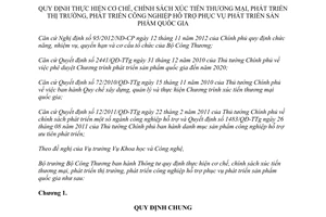 Thông tư 10/2014/TT-BCT chính sách xúc tiến thương mại phát triển thị trường công nghiệp