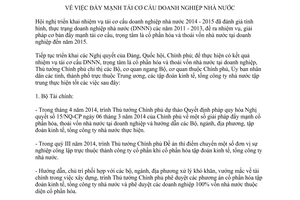 Chỉ thị 06/CT-TTg năm 2014 đẩy mạnh tái cơ cấu doanh nghiệp nhà nước