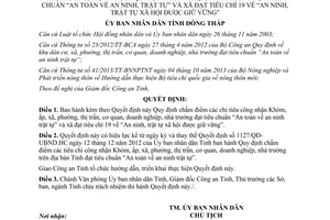 Quyết định 195/QĐ-UBND-HC 2014 chấm điểm chỉ tiêu đạt tiêu chuẩn An toàn an ninh trật tự Đồnng Tháp