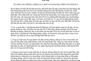 Chỉ thị 06/CT-UBND năm 2014 công tác phòng chống lụt bão giảm nhẹ thiên tai 2014
