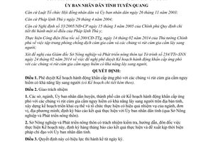 Quyết định 120/QĐ-UBND ứng phó chủng vi rút cúm gia cầm nguy hiểm lây sang người Tuyên Quang