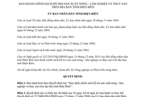 Quyết định 02/2014/QĐ-UBND chính sách hỗ trợ sản xuất nông lâm nghiệp và thủy sản tỉnh Điện Biên