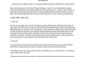 Kế hoạch 33/KH-UBND rà soát quy định thủ tục hành chính 2014 Thừa Thiên Huế