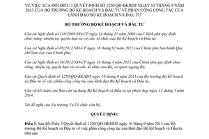 Quyết định 312/QĐ-BKHĐT năm 2014 sửa đổi 1250/QĐ-BKHĐT phân công công tác Bộ Kế hoạch Đầu tư