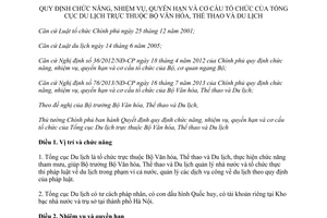 Quyết định 23/2014/QĐ-TTg chức năng nhiệm vụ tổ chức Tổng cục Du lịch