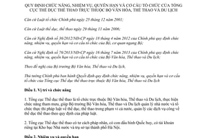 Quyết định 22/2014/QĐ-TTg nhiệm vụ quyền hạn cơ cấu tổ chức Tổng cục Thể dục thể thao