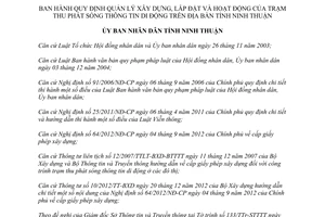 Quyết định 24/2014/QĐ-UBND quản lý xây dựng trạm thu phát sóng thông tin di động Ninh Thuận