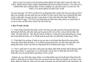 Thông báo 828/TB-BHXH năm 2014 chức năng nhiệm vụ quyền hạn cơ cấu tổ chức Bảo hiểm Xã hội Việt Nam
