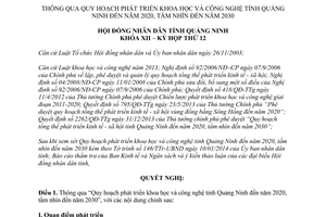 Nghị quyết 135/NQ-HĐND 2014 Quy hoạch phát triển khoa học công nghệ Quảng Ninh đến 2020