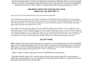 Nghị quyết 134/2014/NQ-HĐND sửa đổi 34/2011/NQ-HĐND phân bổ vốn đầu tư ngân sách Quảng Ninh