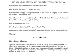 Nghị định 18/2014/NĐ-CP chế độ nhuận bút trong lĩnh vực báo chí xuất bản